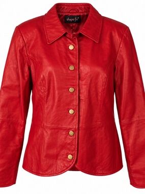 Shape FX Size 14 Crimson-Red Genuine Leather Jacket